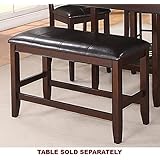 Fulton Dark Brown Wood/Faux Leather Counter Height Bench