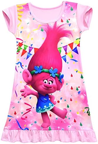 Trolls Toddler Little Girls Nightgown Cartoon Pajamas Princess Dress