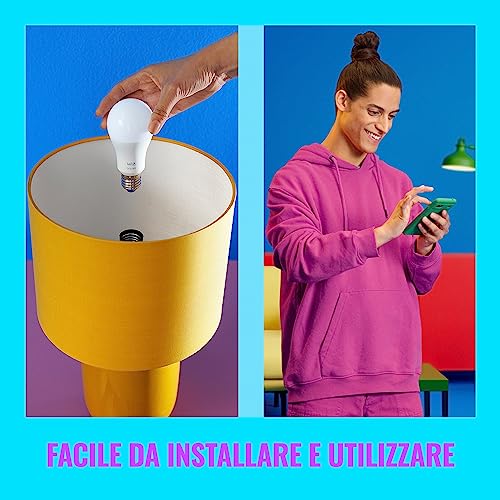 Lampadina Goccia Smart WiFi, Luce Bianca da Calda a Fredda, attacco E27, equivalente a 60W, Tecnologia SpaceSense, Controllo Vocale (Alexa, Apple HomeKit, Google Home), confezione da 3