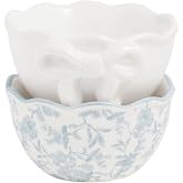 Mud Pie Ceramic Toile and White Bow Ramekins