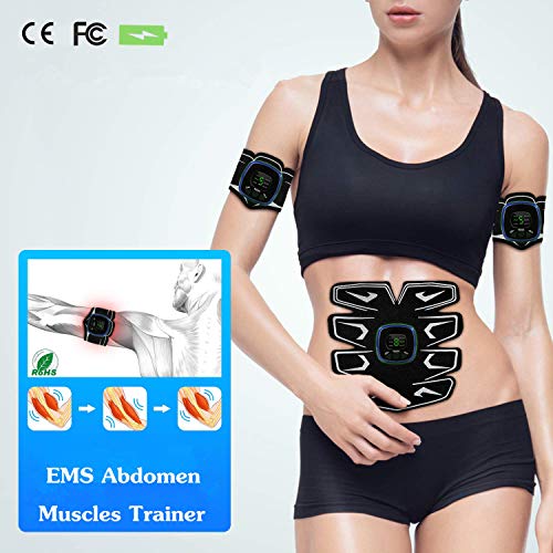 KDJ EMS Abdominal Toning Belt for Men and Women,Abs Stimulator Ultimate Muscle Toner, Arm and Leg Trainer, Office, Home Gym Fitness Equipment with Led Display