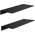 HNVNER Metal Floating Shelves Set of 2, Length 30CM, Black Wall Shelf for Bathroom, Display Shelves for Wall Decorative for Living Room, Bedroom, Hallway, Office