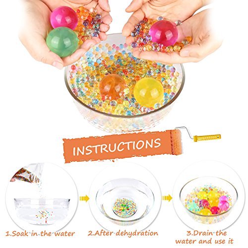Water Beads Pack, 30000 Small Water Beads and 150 Jumbo Water Beads, 15  Balloons,Water Gel Beads for Kid's Sen