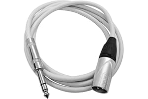 Seismic Audio - SATRXL-M6White - 6 Foot White XLR Male to 1/4 Inch TRS Patch Cables- 6' Professional Audio Balanced XLR-M to 1/4" Patch Cord