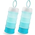 2 Pack Baby Formula Dispenser on The Go, Portable Formula Container to Go, Non-Spill Stackable BPA Free Baby & Kids Snack Containers - Blue