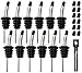 Free Flow Stainless Steel Liquor Bottle Speed Pourers with Tapered Spout, Comes with Rubber Dust Caps and PNW Pocket Corkscrew (12-Pack)