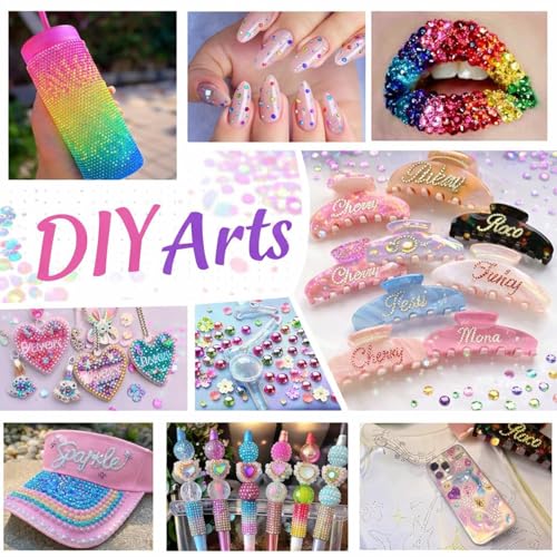 24000Pcs 24 Colors Resin Jelly Rhinestones Kit for Bedazzling, Mix Color Flatback Gems Kit with Rhinestones, 3MM SS10 Colorful Bedazzling Gems with Jewelry Glue for Crafting Nail Art Shoes Books