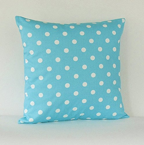 Amazon Com Turquoise Polka Dot Euro Pillow Pillow Cover White