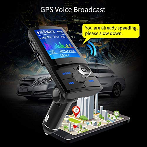 Bluetooth FM Transmitter for Car - 1.8 Inch Color Screen Radio Transmitter with Hands free Calling Music Player Support TF Card USB Flash Drive AUX Input/Out
