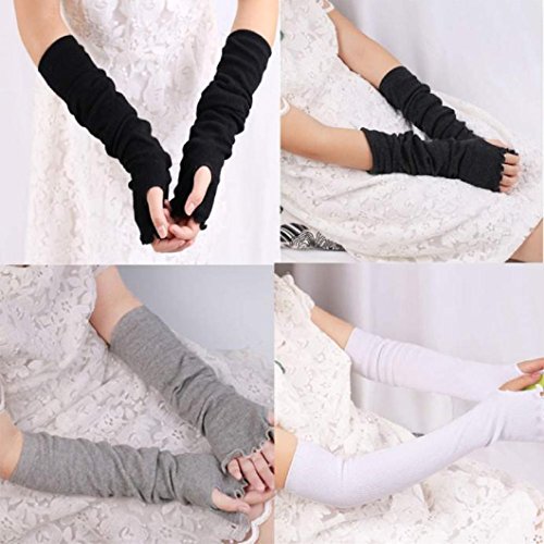 DZT1968® Long Knit Fingerless Arm Warmer Gloves Mittens Sleeves