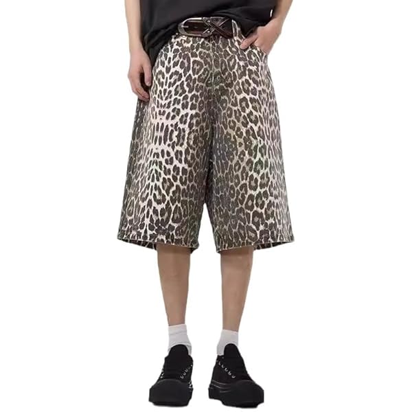 Hesaco Y2k Leopard Print Shorts for Women - Unisex Wash Baggy