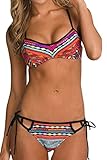 Dearlovers Women 2pcs Geometric Print Padded Swimsuit Bikini Swimwear