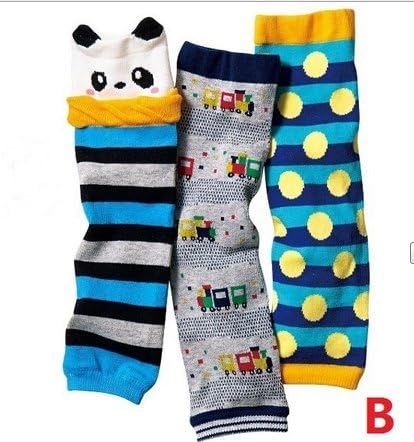 FANTASIEN Set of 3 Combed cotton Baby Boys Cartoon Kneepads Socks Leg Protector Warmer- for 0-3 Ages Boy (B)