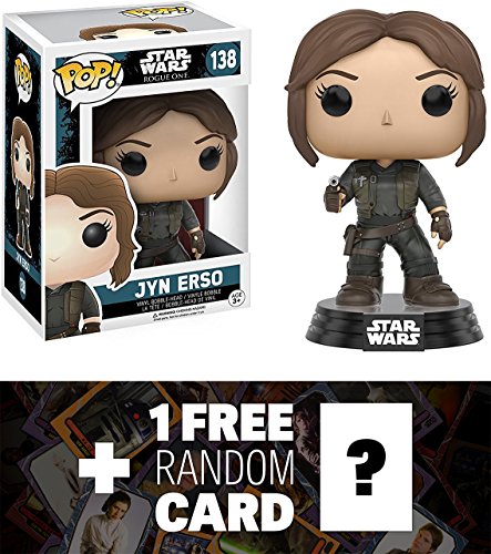 Jyn Erso: Funko POP! x Star Wars Rogue One Vinyl Bobble-Head Figure w/ Stand + 1 FREE Official Star Wars Trading Card Bundle (104494)