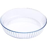 HUSANMP Clear Round Tempered Glass Baking Dish, Glass Bakeware Casserole Dish for Oven and Dishwasher Safe.