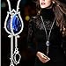 Dolland Women's Gold Plated Teardrop Crystal Pendant Necklace Earrings Set Wedding Bridal Jewelry Sets,Blue