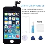 iPhone 5s Screen Replacement [Black] - P-zone LCD Display Touch Digitizer Full Assembly Kit (Include Front Camera + Proximity Sensor + Ear Speaker) with Repair Tools and Screen Protector
