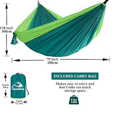 Favorland Camping Hammock Double & Single with Tree Straps for Hiking, Backpacking, Travel, Beach, Yard - 2 Persons… 51zTebPR5nL
