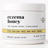 ECZEMA HONEY Itch Cooling Face & Body Rounds - Anti Itch Cotton Face Pads - Moisturizer for Eczema, Dry & Sensitive Skin (50 Cotton Rounds)