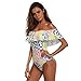 Hallegave Padded One Piece Mesh Panel Swimsuit Swimwear Monokini,Yellow,Large
