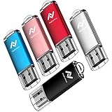 Imphomius 5 X 32GB USB2.0 Flash Drive Bulk Thumb Drive Jump Drive Memory Drive Zip Drive with LED Light (5Pack,Black,Red,Blue,Rose Gold,Silvery)