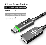 USB Type-C Smart LED Auto Disconnect 5FT/1.5M Quick Charge Data Cable QC 3.0 for for Samsung Galaxy S8, S8+, The New MacBook,Google Pixel,Nexus 6P,LG V20 G5,HTC 10 & More by Mcdodo (5FT Dark Gray)