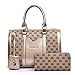 Women Handbag,Women Bag, KINGH Vintage PU Leather Shoulder Bag Purse 2 PCS Set Bag 089 Gold