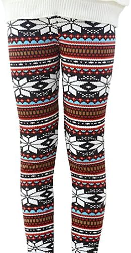 Girls Winter Thick Warm Long Pants Printing Fleece Lined Leggings