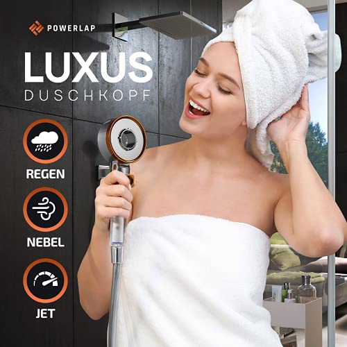 POWERLAP® Shower Head with Filter & Mounting Tool | PP (polypropylene) Cotton Filter Shower Head for Purified & Softer Water | Booster Mode for Perfect Water Pressure in Your Shower