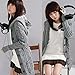 Minetom Womens Cable Knit Sweater With Button Grandfather Long Arm Hooded Gray