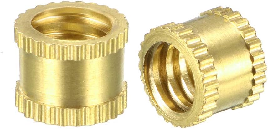 sourcing map knurled Insert Nuts - 10Pcs 1/4"-20 Female Thread Brass Threaded Insert Embedment Nut for 3D Printer