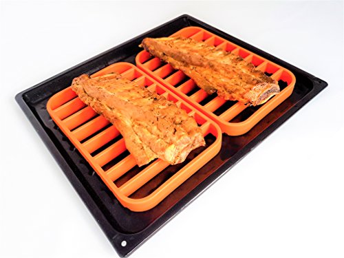 STAN BOUTIQUE Roasting Racks for Sheet Pan - Baking Racks | Cooking Racks - Oven Racks - Non-Stick Orange Silicone Set of 2 - Thumbnail 3