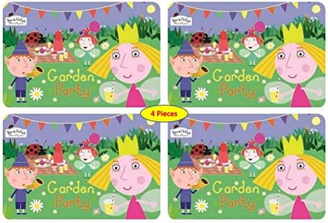 Theonoi 4 x Children's Placemats Placemats Dining Mat Colouring Mat Pad Choice of Winnie Peppa PJ Masks Paw Patrol Ben & Holly Plastic Washable Ben & Hollys