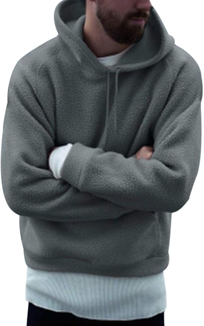 felpa pile uomo con cappuccio
