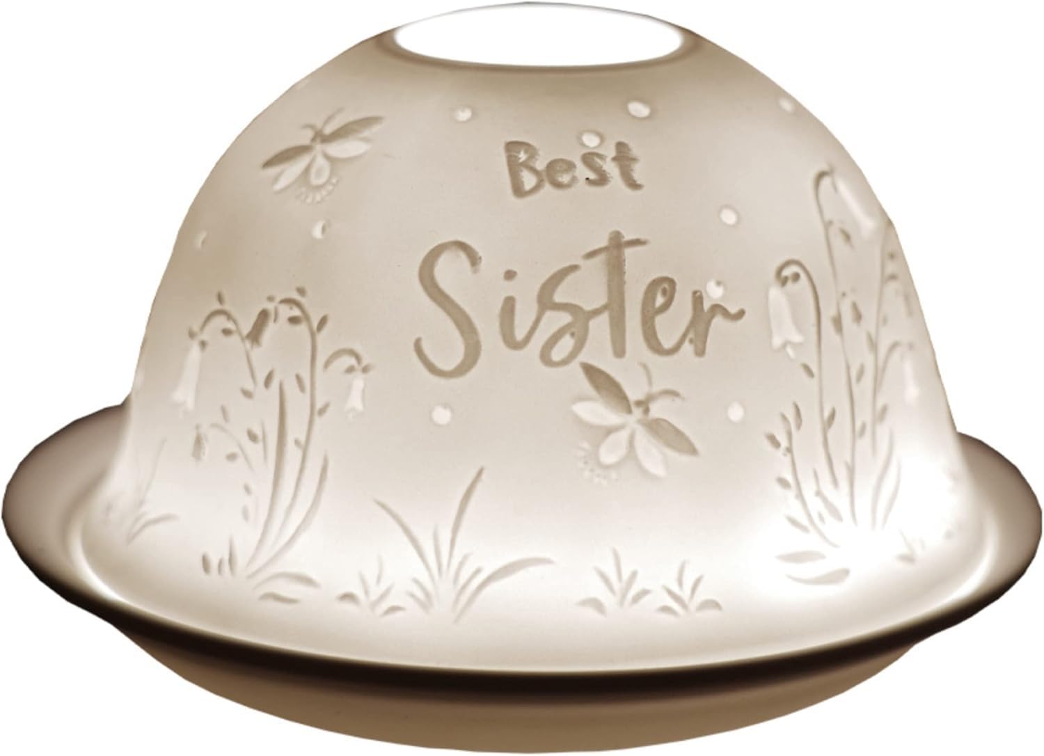 Cello Porcelain Tealight Holder Dome - Best Sister Design with 3D Projection Image & Message Scented LED Candle Wax Warmer Fragrance Gifts Ornament for Bedroom Home Aroma Birthday Present From Brother