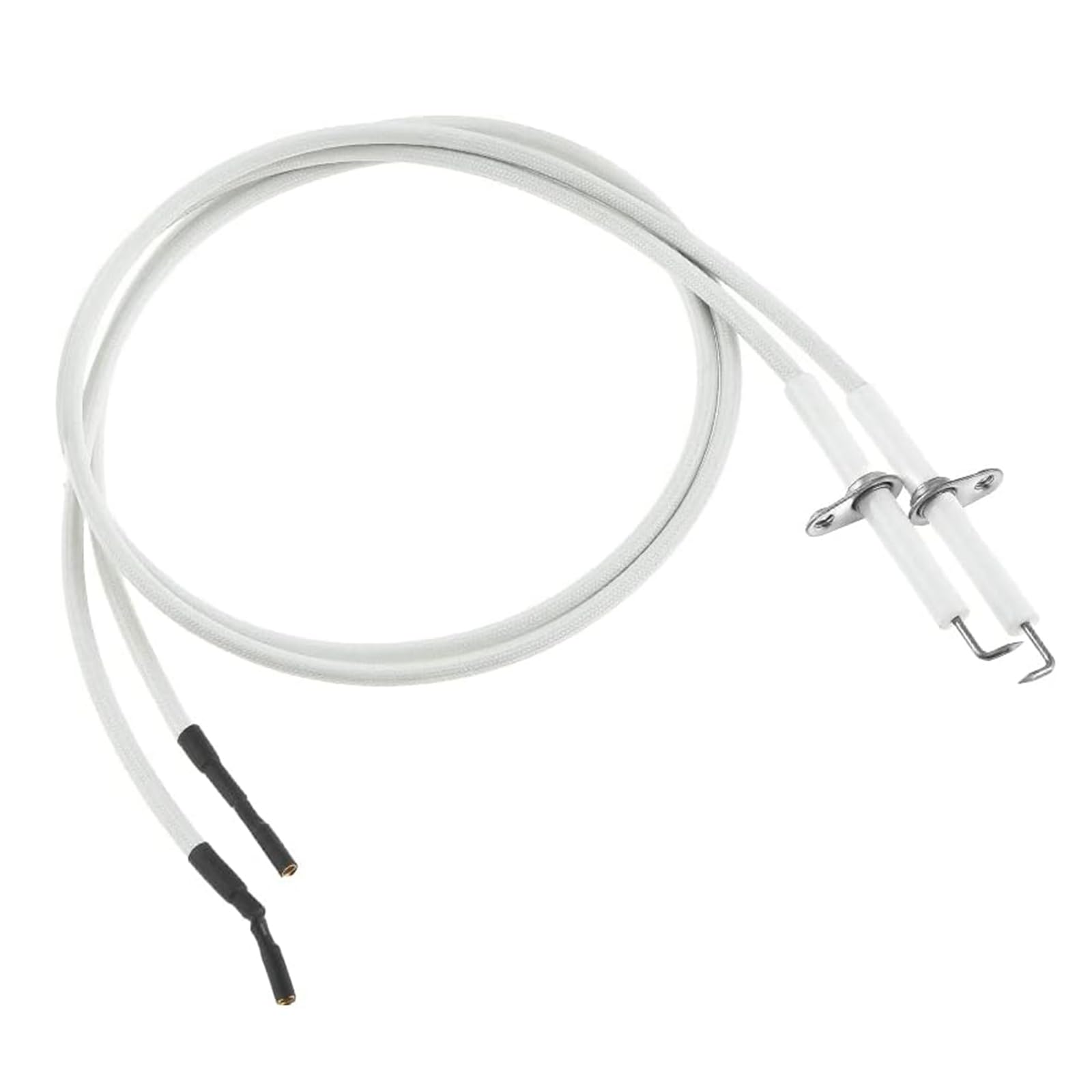 gohantee Igniter Ceramic Electrode, 2PCS Ceramic Igniter Electrode Replacement Parts, 27.5 inch Ignition Wire & Ceramic Spark Plug Ignition Electrode for BBQ Grill Burner Heater Fireplace