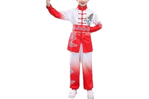 LIBAOBAOYO Kids Martial Arts Uniform Kung Fu Suit Taichi Performance Clothing Set with Belt for Boys Girls