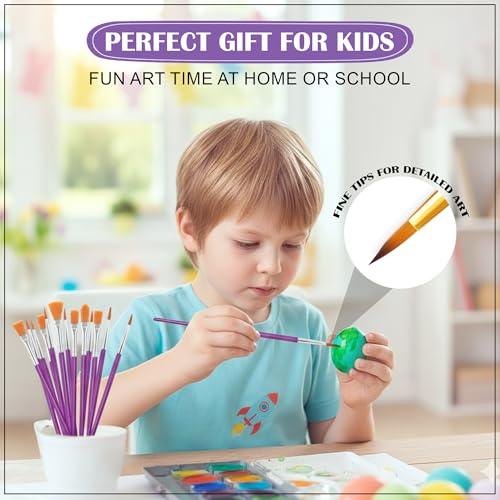 GLUN® Premium Paint Brushes 12 Different Professional Drawing Paint Brush Set Purple Colour, Wide to Fine Tip, Nylon Hair Artist Paintbrushes 3