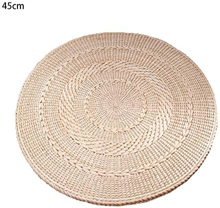 YakeHome Woven Straw Cushion Round Pouf Tatami Chair Pad Yoga Seat Pillow Knitted Floor Mat Garden Dining Room Home Decor Outdoor Mat For Zen Yoga Practice