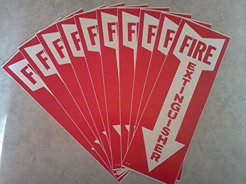 BigDavesYardSale 710822944443 Signs Fire Extinguisher with Arrow44; Self Adhesive Vinyl44; 4 x 12 in. - Pack of 10