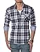 TheLees Mens Casual Long Sleeve Stripe Patch Checker Shirts