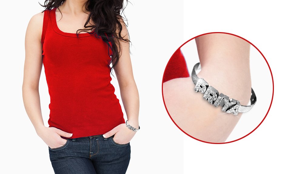 stickofy girl's personalized silver bracelet