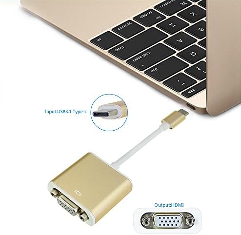 USB 3.1 to VGA Adapter, LC-dolida Type C to VGA USB-C 3.1 HD Audio Video Adaptor Converter Cable for New Macbook 12 inch, Nokia N1 Tablet, Google ChromeBook Pixel and All Compatible TYPE-C Devices