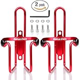 Water Bottle Cages, Dimples Excel Bike Bicycle Lightweight Water Bottle Holder Cages Brackets (2 PACK ( Red + Red ))