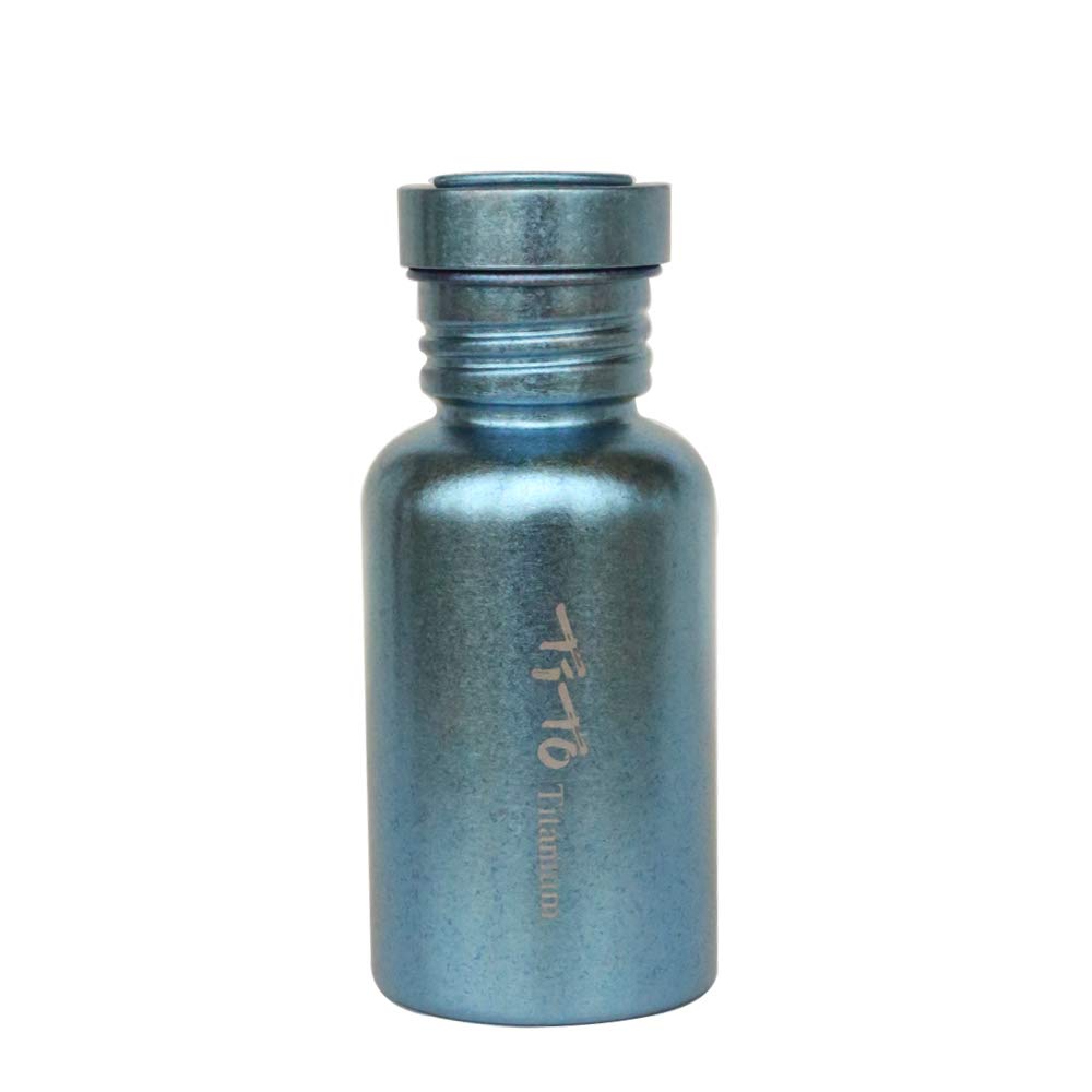 TiTo Titanium bottle Bicycle Drink ware bike outdoor camping Cycling Hiking Lid 750ml 420ml Titanium Sports Bottle titanium cup (Blue 420ml)