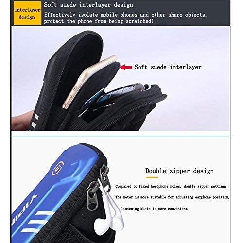 sports armband Waterproof Sports Cell Phone Arm Bag, Cool and Casual Night Running Armband for Workout in Gym, Running, Cycling,Hiking,Horse Riding,Jogging,and Nordic Skiing (blue, Large)