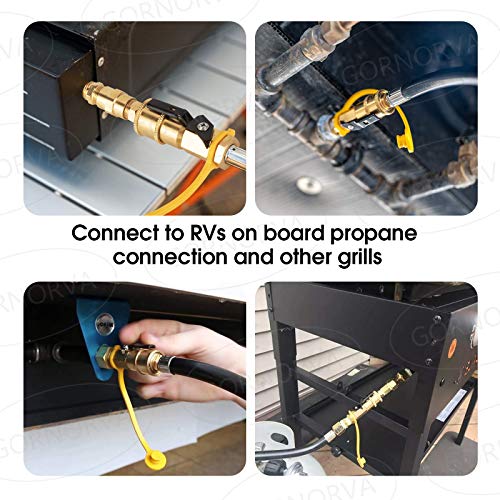 GORNORVA 5PCS 1/4" RV Propane Quick Connecting Fittings with Teflon