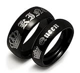 Blowin Her King His Queen Crown Black Stainless Steel Wedding Band Anniversary Engagement Promise Ring