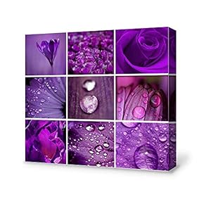 Canvas Wall Art Blue Flower Canvas Painting Wall Poster Decor for Living Room Wooden Framed Home Decorations - 12x12 inches