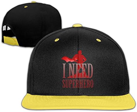 Kids I Need Superhero Yellow Adjustable Snapback Hiphop Trucker Hats One Size